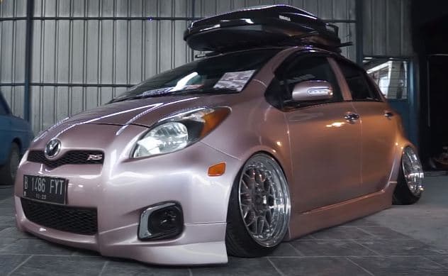 Modifikasi Yaris Bakpao Stand Out Bersolek Stance Dibalut Dress Rose Gold