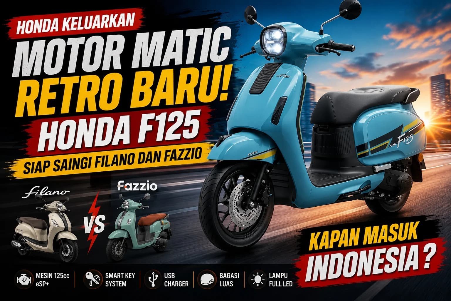 Honda Keluarkan Motor Matic Retro Baru! Honda F125 Siap Saingi Filano dan Fazzio, Harganya Berapa?
