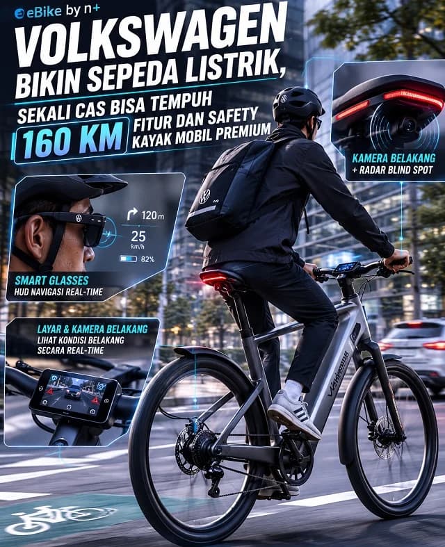 Volkswagen Bikin Sepeda Listrik, Sekali Cas Tempuh 160 Km Fitur dan Safety Kayak Mobil Premium