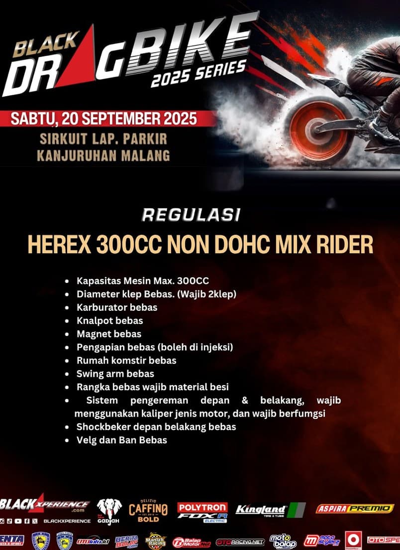 Intip 3 Regulasi di kelas Supporting Black Drag Bike di Kanjuruhan Malang Pals
