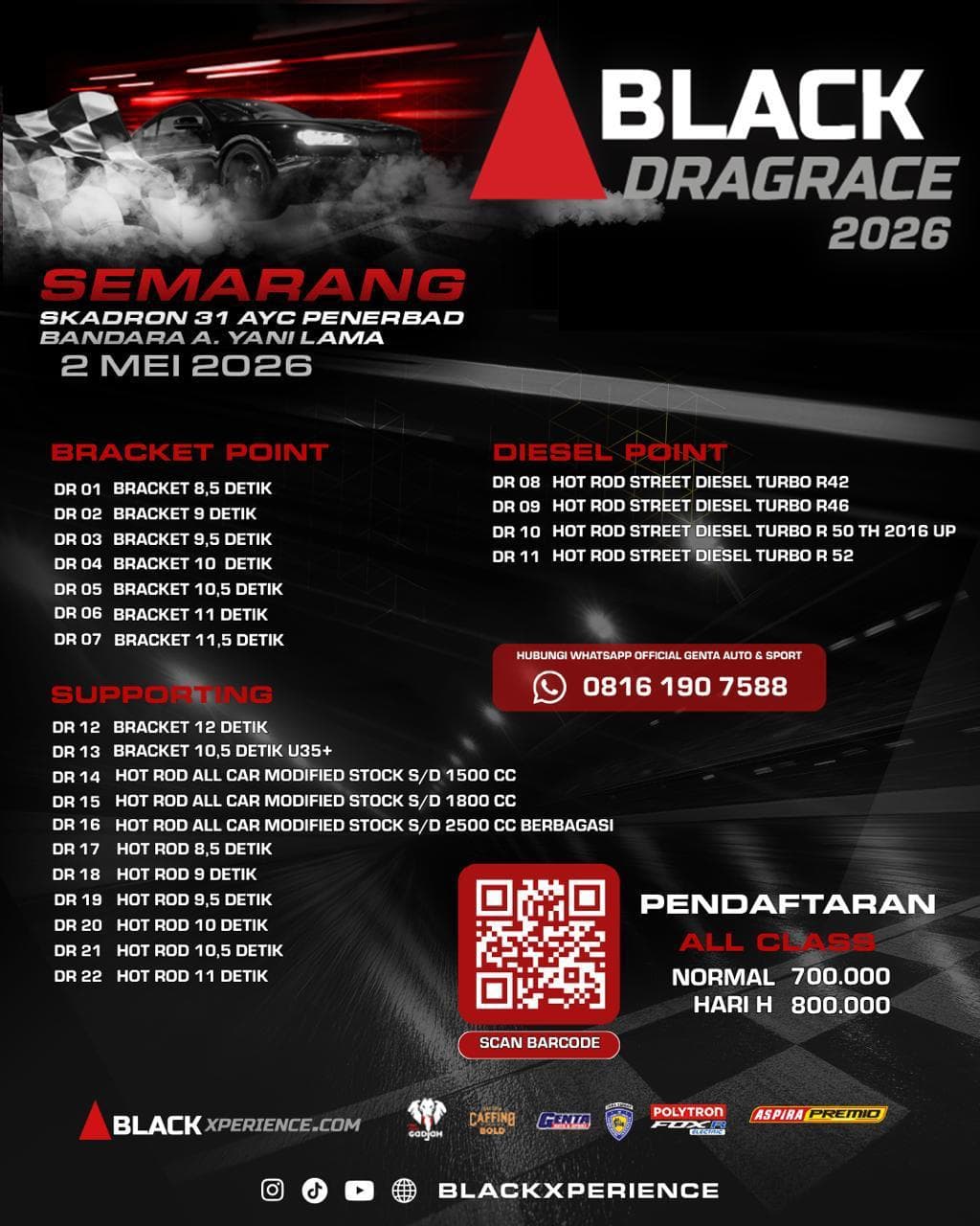 Kelas-Kelas di Black Drag Race Semarang 2026, Hadiah Ratusan Juta Menanti