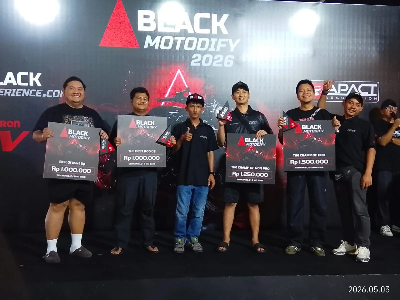 Black Motodify Seri I Semarang 2026, Yamaha Mio RBT 789 Raih Champ of Pro dan Ninja SS Ragil Putra Group Raih Champ of Non Pro
